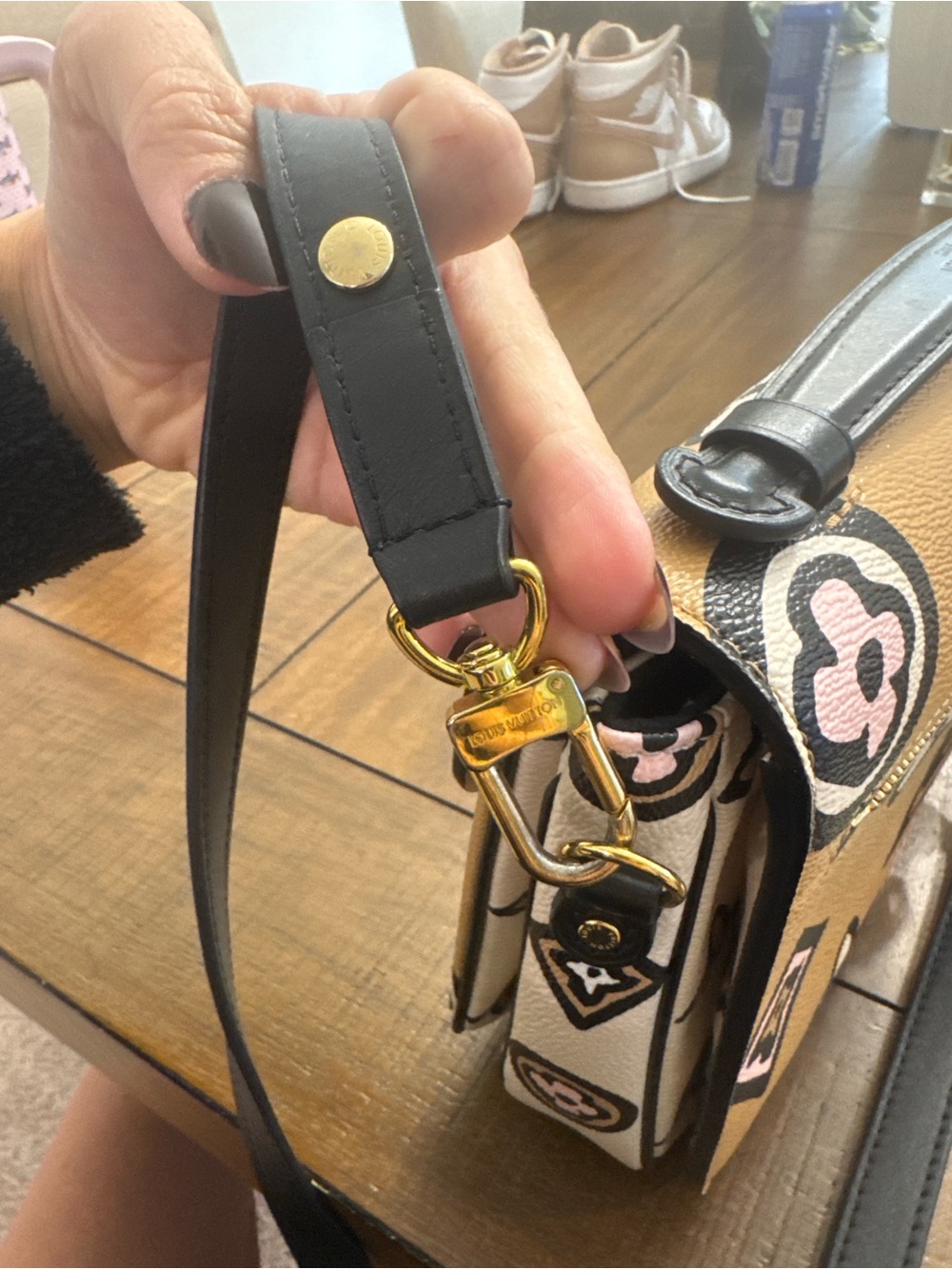 Louis Vuitton Black, Pink & Brown Monogram Canvas Shoulder Bag